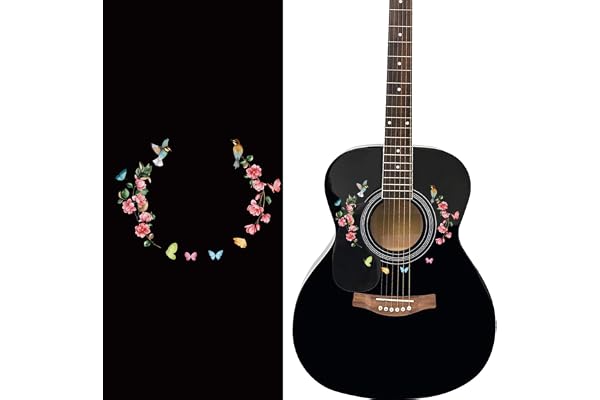 PLIGREAT Lot de 2 autocollants pour touches de cou de guitare, autocollants amovibles pour fleurs, oiseaux, décoration à faire soi-même, cadeaux pour bandes, basse électrique, joueurs, cordes