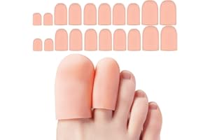 OLINNER 20Pcs Protezione Dita Piedi in Silicone Manicotti per Dita Dei Piedi Protezione Mignolo Piede Cappucci Copri dita in Gel Protezione Alluce Tubo Proteggi Dita per Prevenire Vesciche, Mais, Calli (Nudo)