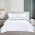 ZORCO Style and Luxurious 6 Pieces Cotton King Size Bedding Set - Duvet Cover Set | Modern & Attractive Design | Fitted Sheet(200*200+30cm)+Quilt Cover(220*240cm)+4 Pillow Cases (50*75cm) (White)