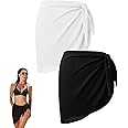 Cognitivex 2pcs Short Sarongs for Women Beachwear,Women Beach Wrap Swimsuit Wrap Skirts for Swimwear Short Sarongs Wraps Beach Cover Ups Beach Sarong Wrap Women Black Sarong Beach Sarong.