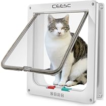 Sportello Per Gatti XL 28x25 Cm – Chiusura A 4 Vie, Per Gatti E Cani Piccoli, Installabile Su Porta, Parete O Finestra
