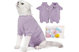 SUYUKU Tuta per il recupero del gatto, anti-leccare, per gattino, alternativa a collare elisabettiano, tutina per gatti, tutina per chirurgia, pigiama, abbigliamento morbido e confortevole, maglione