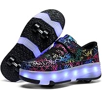 XRDSHY Schoenen met wieltjes, voor jongens en meisjes, skateboardschoenen, sportschoenen, gymschoenen voor kinderen, 2-in-1 multifunctionele 4 wieltjes, roze, B-40 EU