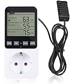 Xpsirny Temperatuurregelaar 230 V met sensor, digitale stopcontacten, thermostaat, lcd-scherm, temperatuurschakelaar met timer en sonde voor broeikas, terrarium, aquarium, verwarming, koeling van