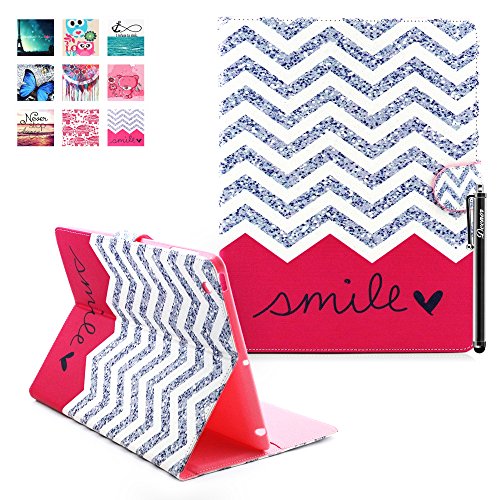 iPad 2 iPad 3 iPad 4 Hülle, Deenor Wavy Pattern PU Leder Abdeckung Stand Flip Schutzhülle Hülle für Apple iPad 2 iPad 3 iPad 4. (Wavy)