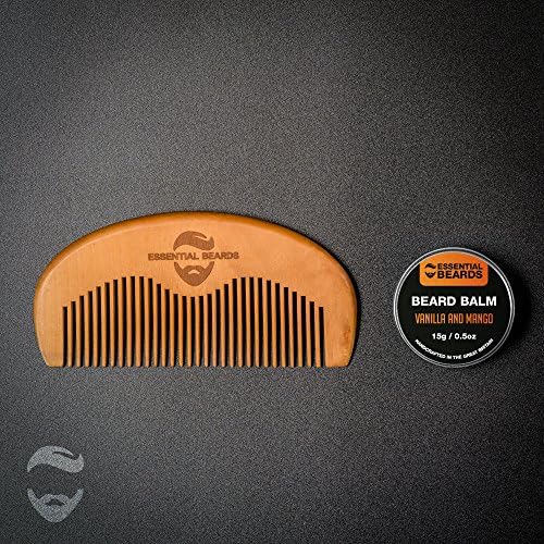 Essential Beards - Beard Balm and Comb Made in the UK (vanilla and mango)