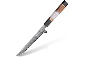 FINDKING Coltello per Disossare da 5.5 Pollici, Perfetto per Sfilettare Carne, Grassi e Altro, Affilato Giapponese per Filettare Pesce, Leggero ed Elegante (Serie BLACK-ROSE)