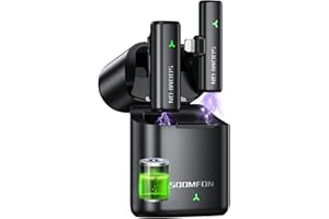 SOOMFON Lavalier Wireless Mikrofon für iPhone, Apple MFi-Zertifiziert, Kabellos Mini Mikrofon mit Ladecase 32 Std Akku Rauschunterdrückung Drahtloses Microphone für iPhone/iPad/iPod Plug & Play