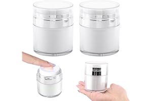 DIVONO 2 Stück 50 ml Airless Pumpspender, Creme Dose, Vakuum Tragbarer Kosmetischer Behälter, Leere Nachfüllbare Behälter für Lotion, Creme, Kosmetik, Pumpflasche mit Deckel für Reise