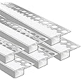 6 Pack 3.3ft/1M Plaster-in Trim Edge Aluminium Profile with Milky Diffuser for LED Strip, LED Tile Plaster Aluminum Profile Channel for Wall and Ceiling