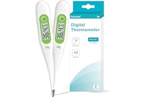 FEMOMETER Digital Thermometer, Oral Thermometer Adults Kids Babies, Accurate Fast Switchable Body Temperature Thermometer, Green, 2 Packs
