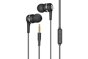 RTINLE Écouteurs Filaire,Écouteurs Intra-Auriculaires,avec Microphone et Controle Volume,Jack 3.5mm Universel,Ergonomique oreillette Filaire stéréo,pour iPhone,Smartphones Android,MP3 etc.(Noir)