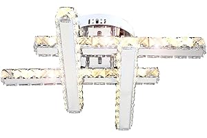 ‎LEWIMA Lewima LED Deckenleuchte »SONATA« Glas Kristall 51cm Deckenlampe 24W, Modern Design Dimmbar, Warmweiß, elegante Leuchte Kreuzform Silber verspiegelt für alle Zimmer