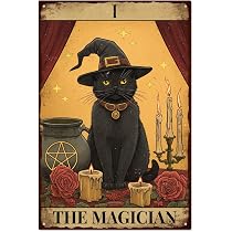 Plaque Murale étain Tarot Cat 20x30 Cm - Style Rétro Humoristique - Décoration Café, Bar, Maison