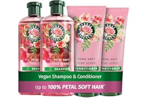 Herbal Essences Rose Scent Petal Soft Shampoo and Conditioner Set (2x350ml, 2x250ml) | Nourishes & Smoothens dry hair | Blended with Rose Essence & Natural Origin Ingredients | Vegan & Cruelty Free