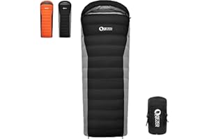 QEZER Saco de Dormir Plumón 220 cm x 80 cm 8 ~ -3 ℃ Saco de Dormir 4 Estaciones Ultraligero Adultos y Niños,Sleeping Bag para Camping y Senderismo