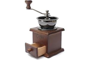 DASNTERED Macinacaffè manuale vintage, macchina da caffè antica in legno a manovella per macinacaffè per casa, ufficio e viaggi