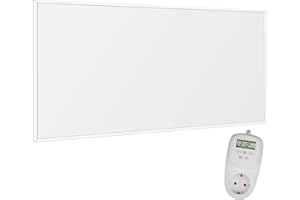 Viesta F700 panneau de chauffage infrarouge Crystal Carbon (dernière technologie) panneau radiateur ultra mince chauffage mural blanc - 700 watts + Viesta TH12 Thermostat
