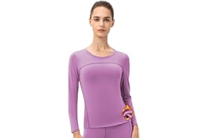 TERODACO Womens Thermal Tops Long Sleeve Micro Fleece Ski Base Layers Women Thermal Underlayer for Running Hiking Warm Soft Wicking