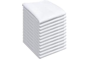 FENGLIN-JOY Herren Baumwolle Handkerchief,12 Stück Taschentücher Herren Pocket SquareHankies White Handkerchief Taschentücher für Hochzeit Abend Business 38cm x 38cm