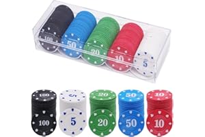UptVin Lot de 100 jetons de poker de luxe - En acrylique - Avec boîte pour marqueurs de comptage - Jetons de poker - Roulette - Jetons de casino - En céramique