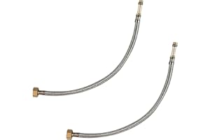 LEADAHEAD Pack of 2 Flexible Pipe Tap Connector Stainless Steel Braided Hose M10 (10mm) x 1/2" 40cm Long