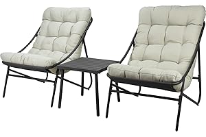 Koopman International Ambiance 3pc Garden Furniture Patio Balcony Set with Cushions (Grey)
