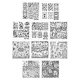 Bundle Monster 10pc Nail Art Manicure Stamping Plates-Fuzzy and Ferocious, Set 2