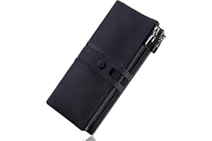 Roulens Cartera de Piel con Cremallera para Mujer con RFID Bloqueo,Monederos para Mujer Cartera de Mujer de Gran Capacidad de Cuero Genuino de Mujer