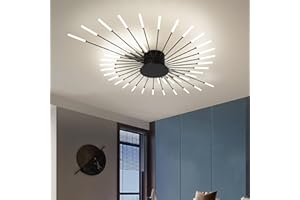 minifair Modern LED Ceiling Light,42 Heads Black Flush Mount Ceiling Lamp Acrylic Lampshade Chandelier, for Children's Room, Bedroom, Living Room, 4000K Neutral Flower Shape Light