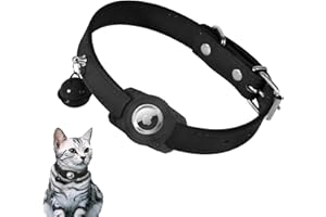 Lyneun Airtag Collier pour Chat personnalisé, Collier réglable pour Chat avec Clochette, Collier de sécurité étanche Compatible avec Apple Airtag pour Chien et Chat (Noir)