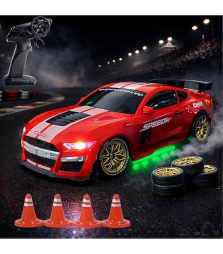 JONRRYIN Coche RC Drift Pro, 1:16 Drift RC Car, 4WD Coche Teledirigido con Giroscopios y Luces LED, 23km/h, Coche Radiocontrol de Juguete para Niños de 3 Años (Profesional - Giroscopio