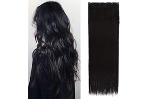 SEGO Extension Clip Capelli Neri Fascia Unica Hair Extensions Singole Posticci Donna Capelli Sintetici Lisic Lunghi 75cm 130g - Nero