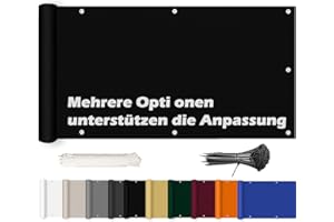 ROBAG Sichtschutz Balkon Sichtschutz für Balkon, Sichtschutz Balkon seitlich Wind- und UV-Schutz Wetterbeständiges und Pflegeleichtes, Deko für Balkongeländer, 80x300cm, Schwarz