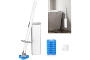 WESKJER Kit de brosses de Toilette jetables, système de Nettoyage Mural des Toilettes avec Chariot de Rangement et têtes de Recharge jetables 7 pièces