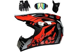 FASXZVM Juventud Niño ATV Casco de Motocross, con Gafas Mascarilla Guantes, Cara Completa MTB Enduro Karting Casco de Moto, Unisexo BMX Carreras Quad Dirt Bike Chocar Casco