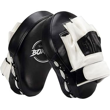 Beast Gear Bokspads - Echt rundleer Target Focus Mitts - Gebogen ontwerp Punch Pad met polssteun & verstelbare riem voor haak & Jab, MMA, Kickboksen & Muay Thai - Sparring Equipment