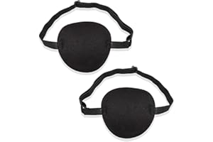 SWKJ 2 PCS Eye Patches, Adjustable Single Eye Patch, Soft and Comfortable Pirate Eye Patches for Adults and Kids for Amblyopia Lazy Eye - Black