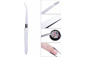 PKOUVOO Acier Pince à ongles Boule de coton Pincher Pince Courbée à Former Pour le des ongles coiffage de Outils à ongles multifonctionnels (argent)