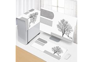 Hixingo 3 Pieces Set Computer Dirt-Proof Cover, Desktop PC Dust Cover Protector Computer Screen Display Protective for 17-34 inch Desktop, PC, TV (31.5”-32”,Abstract painting)