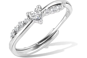 ALEXCRAFT 925 Sterling Silver Plated Rings Infinity Heart Cross Zirconia Ring Spinner Stress Relief Anxiety Ring Adjustable Thumb Finger Eternity Promise Wedding Engagement Rings for Women Lady