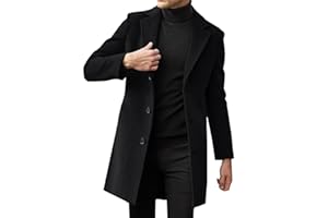 CARGIS Men's Plain Lapel Single-breasted Fashion Trench Coat Coat Overcoat,Mens Trench Coa