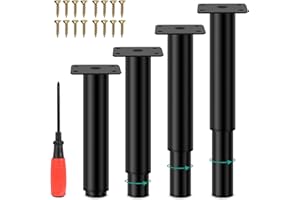 Weinsamkeit 4 nóżki meblowe z metalu, 25-43 cm, regulowane nóżki meblowe ze śrubami i śrubokrętem, regulacja wysokości 0-40 mm, obciążenie do 800 kg, nogi meblowe do sofy, łóżka i szafek