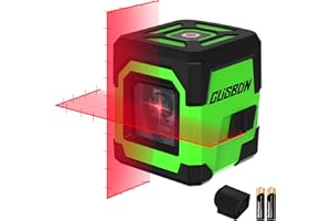 Nivel láser con Marcas, CUSBON Láser de Línea Cruzada de Haz Rojo Nivel Láser Autonivelante Vertical y Horizontal con Modo Manual/Autonivelante (Bolsa y Baterías Incluidas) (LV1Pro)