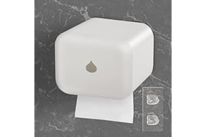 ‎JEEZAO Bad Klorollenhalter Wasserdicht,Klopapierhalter Wandhalterung Küche Ohne Bohren Selbstklebend,WC Toilettenpapierspender (Weiß)
