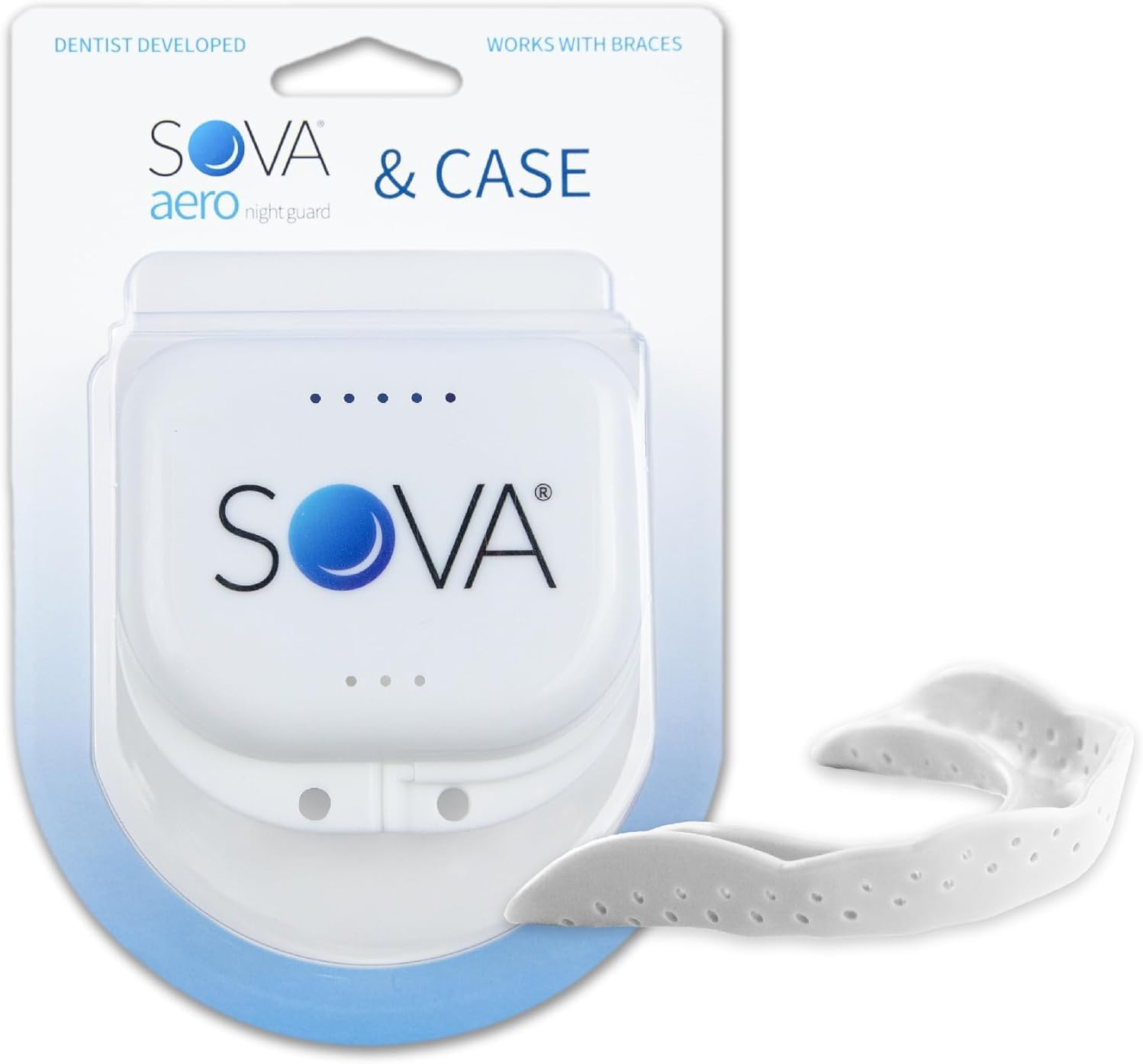 Protector Nocturno SOVA Aero - Férula nocturna para el Rechinamiento de Dientes/Bruxismo - Protector Bucal Personalizado - 1.6mm - Adaptable y Remoldeable hasta 20 Veces - Para Adultos - Con Estuche