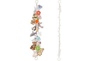 ZOEWEI Kuscheltier Aufbewahrung, Hängender Stofftierhalter mit 20 Metallklammern Boho Hängemattenecke für Stofftiere Kinderzimmer Deko zum Aufhängen von Hüten, Socken, Weihnachtskarten