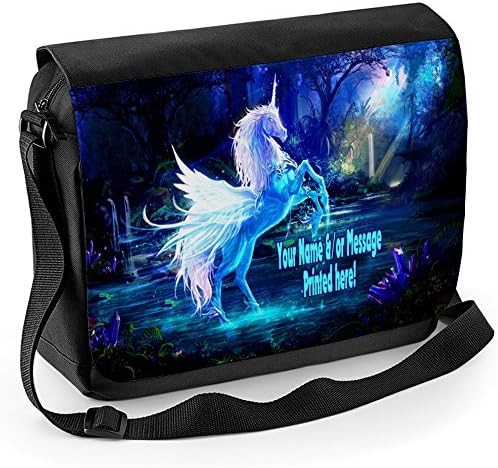 Personalised Fantasy Unicorn St709 School Shoulder Work Messenger College Bag Gift ** Add a Name or Text **