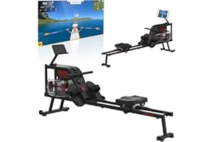 ‎NEEZEE Neezee Rudergerät, Rudergerät für zuhause mit Aluminium Schiene, Rudergerät Wasser mit Tabletständer, Wasserwiderstand und LCD Display Rudermaschin