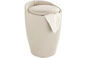 Wenko Taburete para el baño, plástico, beige, 38.5 x 38.5 x 53.0 cm